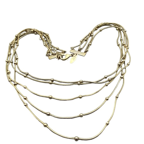 NY & Co Multi-Chain Layered Satellite Bead Necklace Gold-Tone - Picture 4 of 9